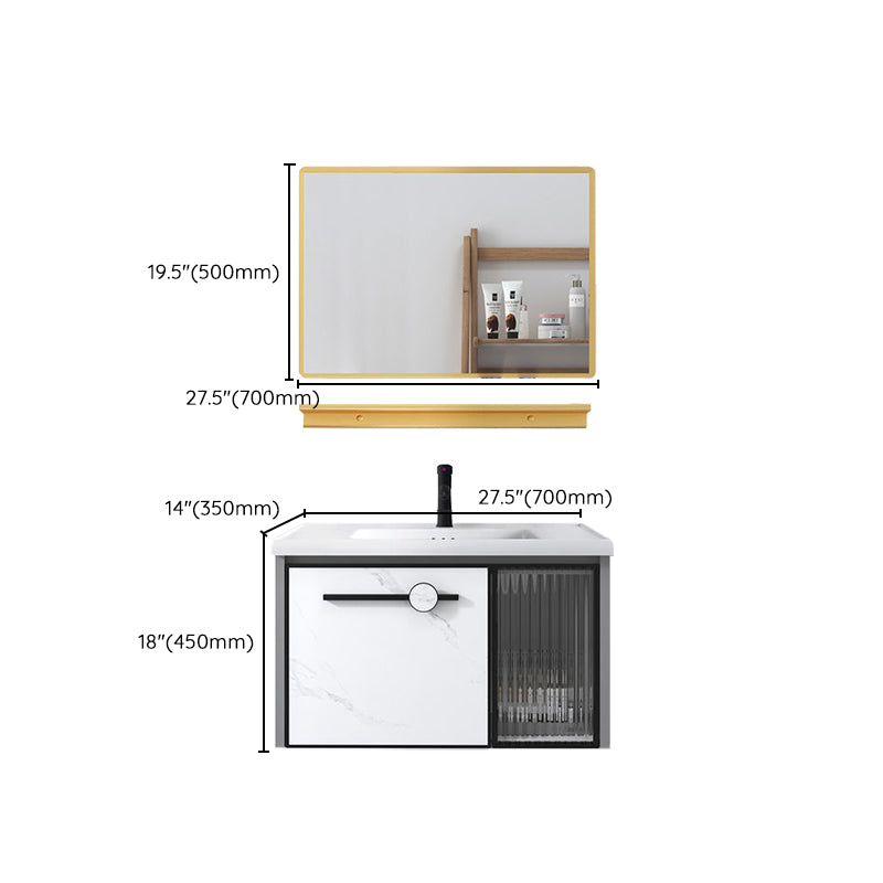 Modern Single Sink Bathroom Vanity White Glass Rectangular Wall Mount Bath Vanity Clearhalo 'Bathroom Remodel & Bathroom Fixtures' 'Bathroom Vanities' 'bathroom_vanities' 'Home Improvement' 'home_improvement' 'home_improvement_bathroom_vanities' 7257109