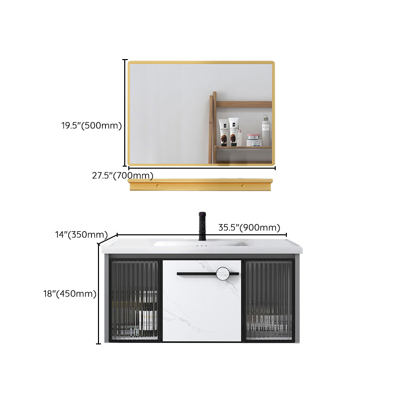 Modern Single Sink Bathroom Vanity White Glass Rectangular Wall Mount Bath Vanity Clearhalo 'Bathroom Remodel & Bathroom Fixtures' 'Bathroom Vanities' 'bathroom_vanities' 'Home Improvement' 'home_improvement' 'home_improvement_bathroom_vanities' 7257111