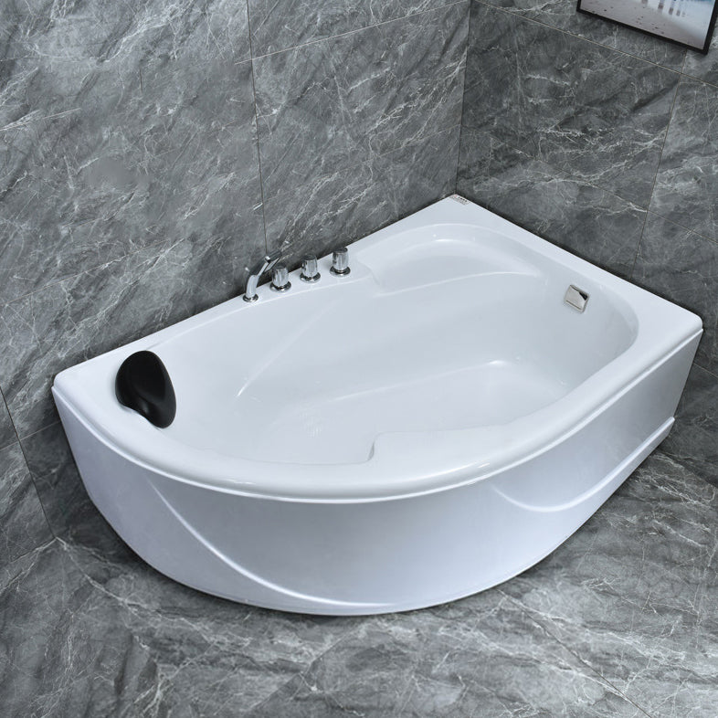 Corner Soaking Acrylic Bathtub Antique Finish Back to Wall Bath Tub 51"L x 35"W x 22"H Left Tub with Silver 5-Piece Set Clearhalo 'Bathroom Remodel & Bathroom Fixtures' 'Bathtubs' 'Home Improvement' 'home_improvement' 'home_improvement_bathtubs' 'Showers & Bathtubs' 7257126