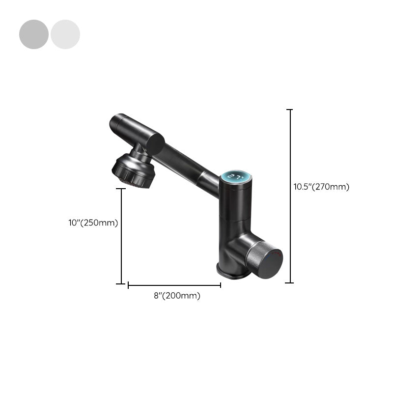 Modern Bathroom Vessel Faucet Swivel Spout Digital Display High-Arc Vessel Faucet Clearhalo 'Bathroom Remodel & Bathroom Fixtures' 'Bathroom Sink Faucets' 'Bathroom Sinks & Faucet Components' 'bathroom_sink_faucets' 'Home Improvement' 'home_improvement' 'home_improvement_bathroom_sink_faucets' 7257505