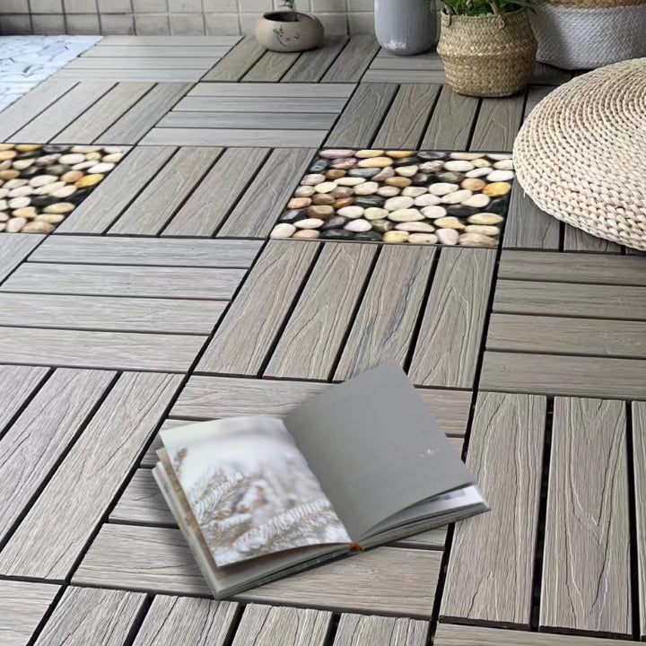 Deck Plank Loose Lay Wood Flooring Tiles Garden Outdoor Flooring 12" x 12" Light Gray 10-Piece Set Clearhalo 'Home Improvement' 'home_improvement' 'home_improvement_outdoor_deck_tiles_planks' 'Outdoor Deck Tiles & Planks' 'Outdoor Flooring & Tile' 'Outdoor Remodel' 'outdoor_deck_tiles_planks' 7260003