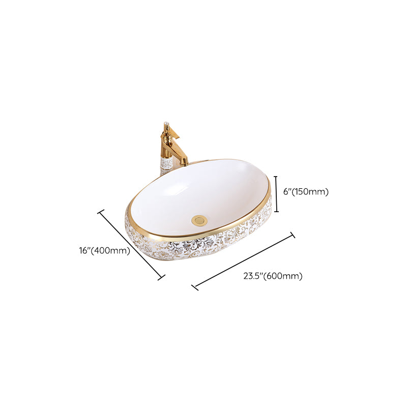 Traditional Vessel Sink Oval Porcelain with Pop-Up Drain Vessel Lavatory Sink Clearhalo 'Bathroom Remodel & Bathroom Fixtures' 'Bathroom Sinks & Faucet Components' 'Bathroom Sinks' 'bathroom_sink' 'Home Improvement' 'home_improvement' 'home_improvement_bathroom_sink' 7260221