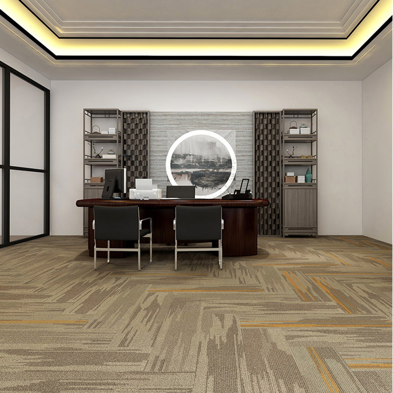 Office Room Carpet Tiles Level Loop Geometric Print Carpet Tiles Light Brown 40-Piece Set Clearhalo 'Carpet Tiles & Carpet Squares' 'carpet_tiles_carpet_squares' 'Flooring 'Home Improvement' 'home_improvement' 'home_improvement_carpet_tiles_carpet_squares' Walls and Ceiling' 7260497