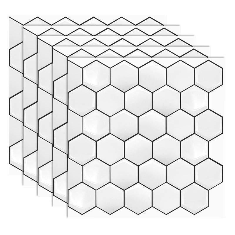 Stain Resistant Peel & Stick Tile Square Mosaic Tile for Kitchen and Bathroom Backsplash White-Gray Hexagonal Clearhalo 'Flooring 'Home Improvement' 'home_improvement' 'home_improvement_peel_stick_blacksplash' 'Peel & Stick Backsplash Tile' 'peel_stick_blacksplash' 'Walls & Ceilings' Walls and Ceiling' 7260637