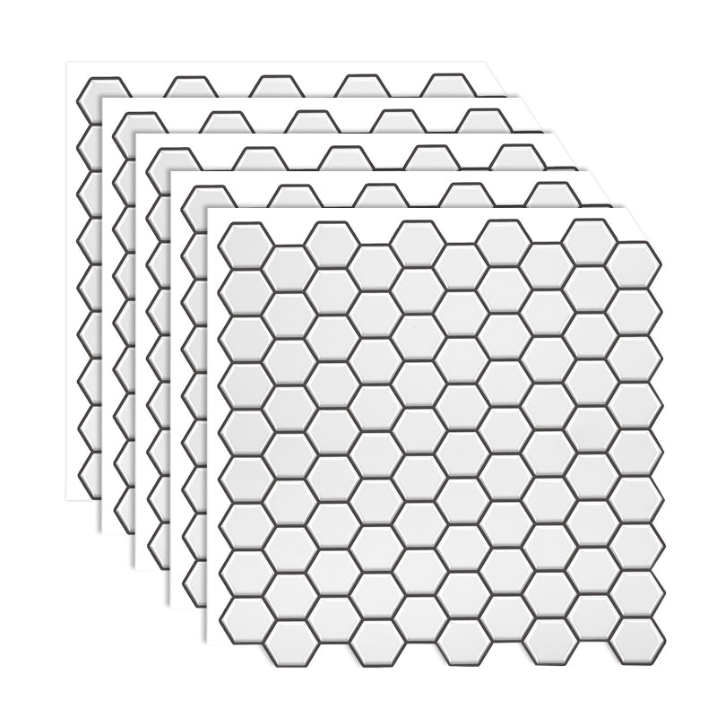 Stain Resistant Peel & Stick Tile Square Mosaic Tile for Kitchen and Bathroom Backsplash Off-White Hexagonal Clearhalo 'Flooring 'Home Improvement' 'home_improvement' 'home_improvement_peel_stick_blacksplash' 'Peel & Stick Backsplash Tile' 'peel_stick_blacksplash' 'Walls & Ceilings' Walls and Ceiling' 7260639