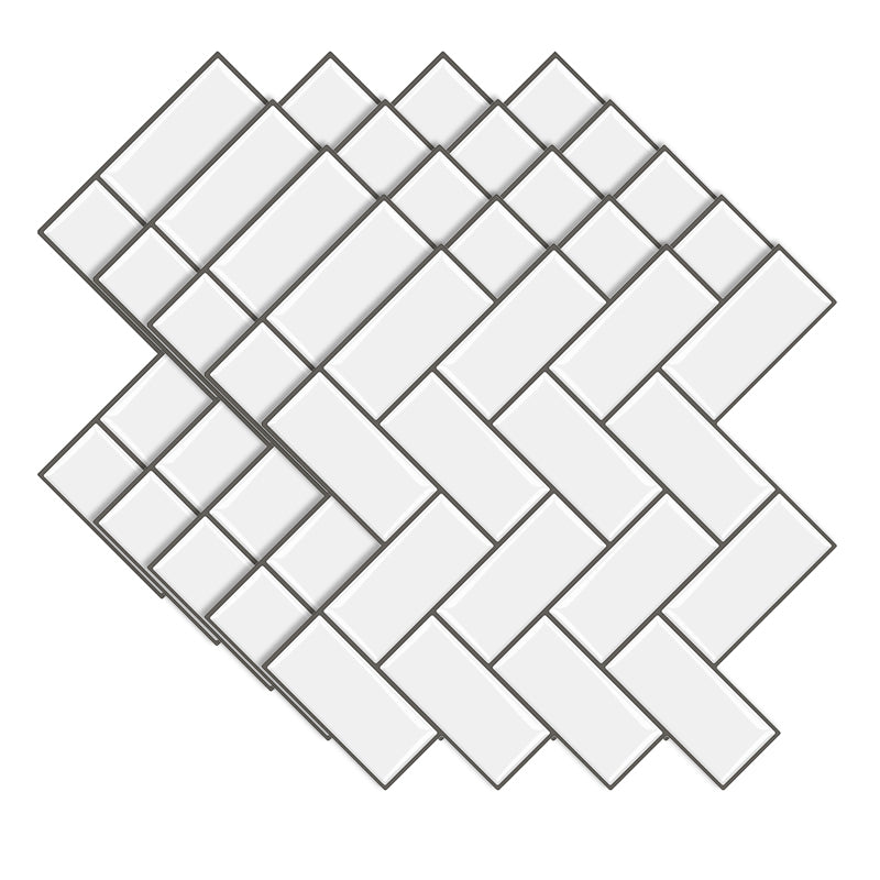 Stain Resistant Peel & Stick Tile Square Mosaic Tile for Kitchen and Bathroom Backsplash White Herringbone Clearhalo 'Flooring 'Home Improvement' 'home_improvement' 'home_improvement_peel_stick_blacksplash' 'Peel & Stick Backsplash Tile' 'peel_stick_blacksplash' 'Walls & Ceilings' Walls and Ceiling' 7260655
