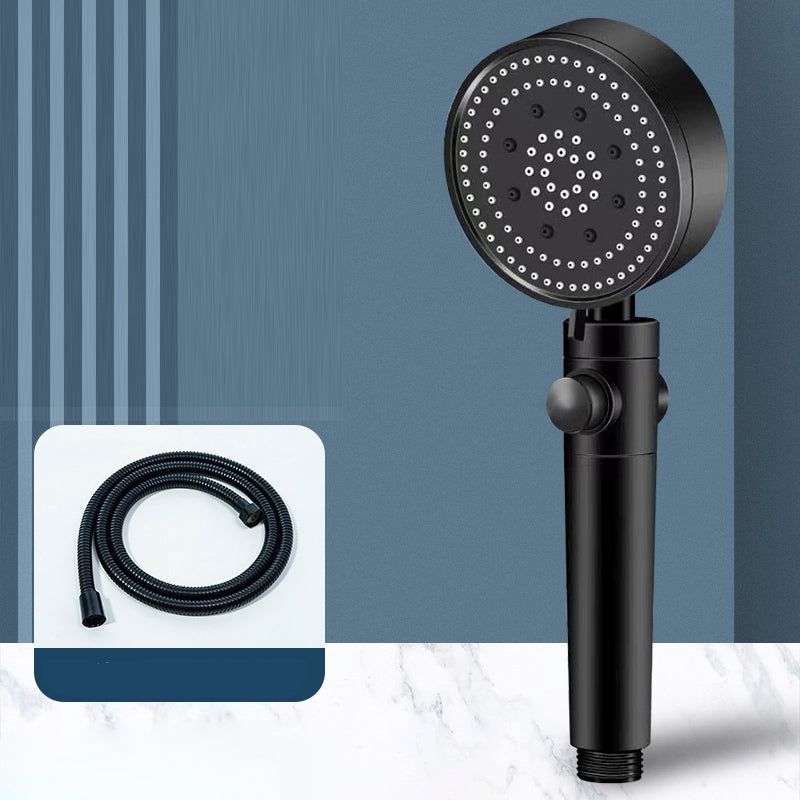 Modern Shower Head Handheld Round Plastic Self-cleaning Shower Head Black Shower Head with Hose Clearhalo 'Bathroom Remodel & Bathroom Fixtures' 'Home Improvement' 'home_improvement' 'home_improvement_shower_heads' 'Shower Heads' 'shower_heads' 'Showers & Bathtubs Plumbing' 'Showers & Bathtubs' 7260904