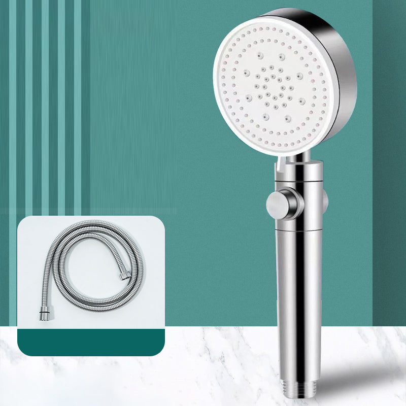 Modern Shower Head Handheld Round Plastic Self-cleaning Shower Head Silver Shower Head with Hose Clearhalo 'Bathroom Remodel & Bathroom Fixtures' 'Home Improvement' 'home_improvement' 'home_improvement_shower_heads' 'Shower Heads' 'shower_heads' 'Showers & Bathtubs Plumbing' 'Showers & Bathtubs' 7260913