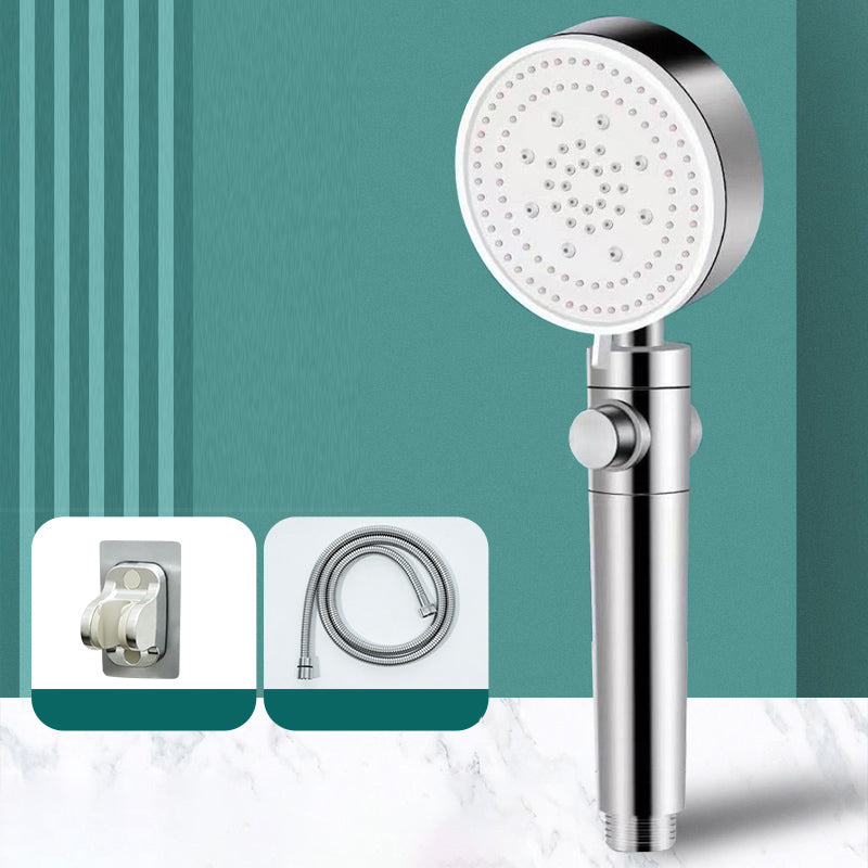 Modern Shower Head Handheld Round Plastic Self-cleaning Shower Head Silver Shower Heads & Hose & Wall pedestal Clearhalo 'Bathroom Remodel & Bathroom Fixtures' 'Home Improvement' 'home_improvement' 'home_improvement_shower_heads' 'Shower Heads' 'shower_heads' 'Showers & Bathtubs Plumbing' 'Showers & Bathtubs' 7260915