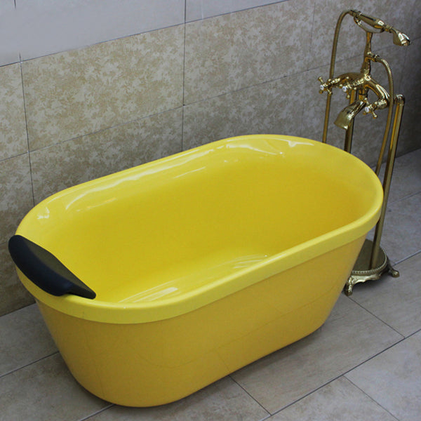 Stand Alone Antique Finish Bathtub Modern Oval Soaking Bath Tub Yellow Clearhalo 'Bathroom Remodel & Bathroom Fixtures' 'Bathtubs' 'Home Improvement' 'home_improvement' 'home_improvement_bathtubs' 'Showers & Bathtubs' 7261353