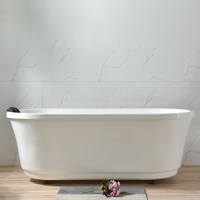 Stand Alone Antique Finish Bathtub Modern Oval Soaking Bath Tub White 59"L x 28"W x 22"H Clearhalo 'Bathroom Remodel & Bathroom Fixtures' 'Bathtubs' 'Home Improvement' 'home_improvement' 'home_improvement_bathtubs' 'Showers & Bathtubs' 7261354