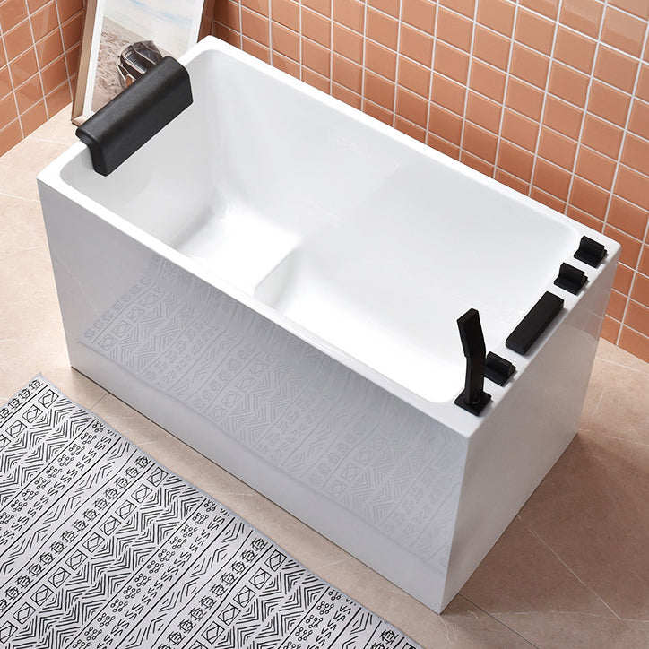 Stand Alone Antique Finish Bathtub Rectangular Soaking Modern Bath Tub With Seat Tub with Black 5-Piece Set Clearhalo 'Bathroom Remodel & Bathroom Fixtures' 'Bathtubs' 'Home Improvement' 'home_improvement' 'home_improvement_bathtubs' 'Showers & Bathtubs' 7261426