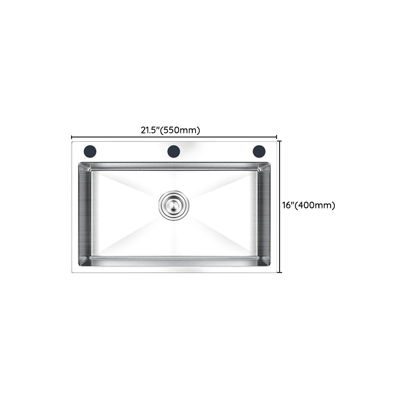 Stainless Steel Kitchen Sink Rectangular Shape Kitchen Sink with Drain Assembly Clearhalo 'Home Improvement' 'home_improvement' 'home_improvement_kitchen_sinks' 'Kitchen Remodel & Kitchen Fixtures' 'Kitchen Sinks & Faucet Components' 'Kitchen Sinks' 'kitchen_sinks' 7263307