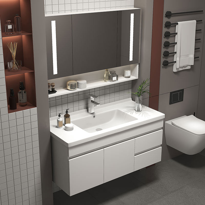 Glam Bathroom Sink Vanity Wall Mount Bathroom Vanity Set with Mirror Clearhalo 'Bathroom Remodel & Bathroom Fixtures' 'Bathroom Vanities' 'bathroom_vanities' 'Home Improvement' 'home_improvement' 'home_improvement_bathroom_vanities' 7263897