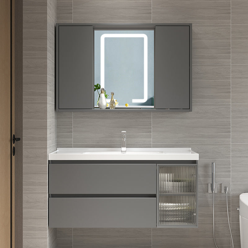 Glam Bathroom Vanity Set Wall Mount Bathroom Sink Vanity with Mirror Clearhalo 'Bathroom Remodel & Bathroom Fixtures' 'Bathroom Vanities' 'bathroom_vanities' 'Home Improvement' 'home_improvement' 'home_improvement_bathroom_vanities' 7263935