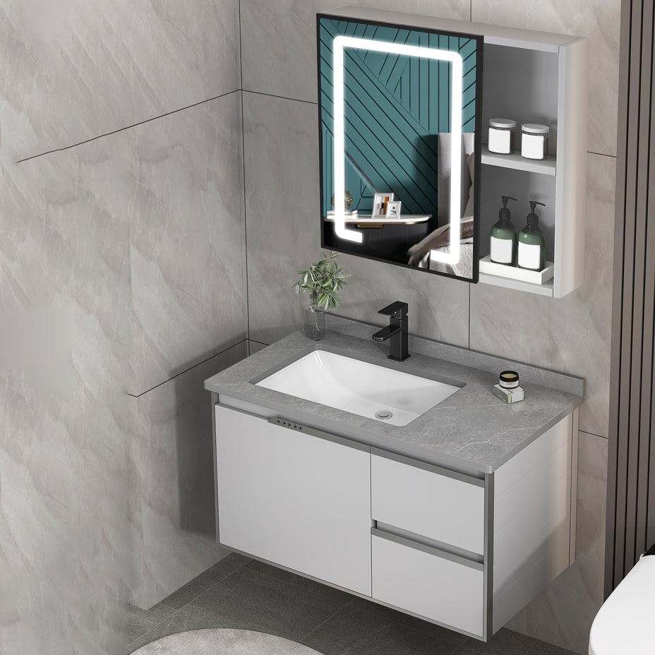 Modern Bathroom Sink Vanity Wall Mount Bathroom Vanity Set with Mirror Clearhalo 'Bathroom Remodel & Bathroom Fixtures' 'Bathroom Vanities' 'bathroom_vanities' 'Home Improvement' 'home_improvement' 'home_improvement_bathroom_vanities' 7263952