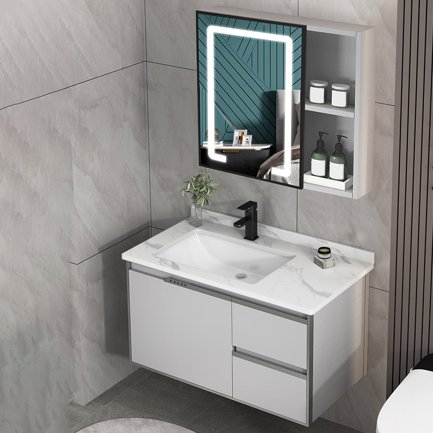 Modern Bathroom Sink Vanity Wall Mount Bathroom Vanity Set with Mirror Clearhalo 'Bathroom Remodel & Bathroom Fixtures' 'Bathroom Vanities' 'bathroom_vanities' 'Home Improvement' 'home_improvement' 'home_improvement_bathroom_vanities' 7263957