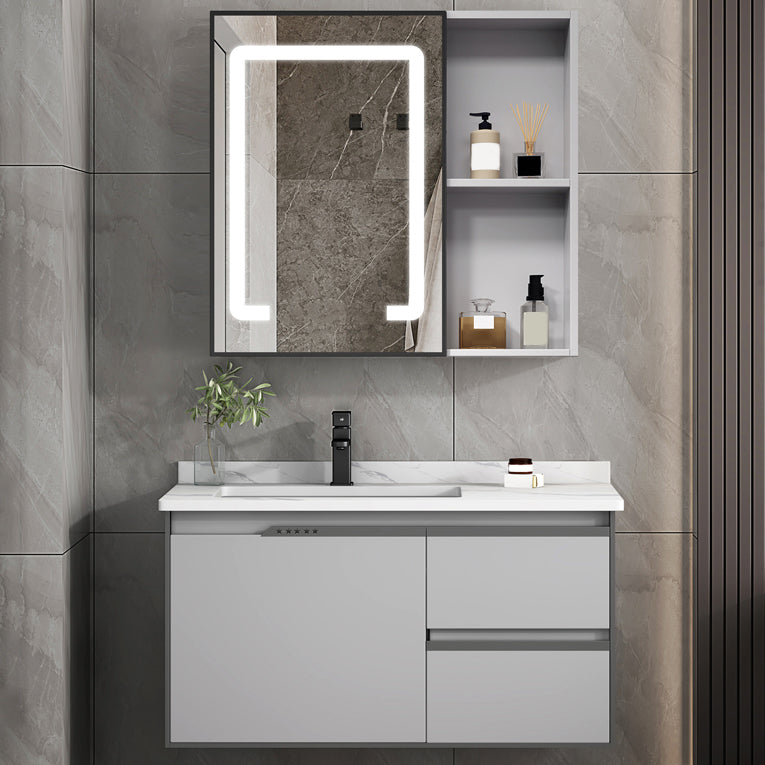 Modern Bathroom Sink Vanity Wall Mount Bathroom Vanity Set with Mirror Clearhalo 'Bathroom Remodel & Bathroom Fixtures' 'Bathroom Vanities' 'bathroom_vanities' 'Home Improvement' 'home_improvement' 'home_improvement_bathroom_vanities' 7263959