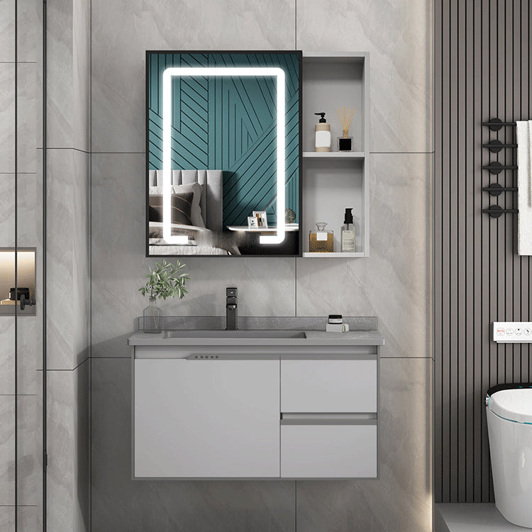 Modern Bathroom Sink Vanity Wall Mount Bathroom Vanity Set with Mirror Clearhalo 'Bathroom Remodel & Bathroom Fixtures' 'Bathroom Vanities' 'bathroom_vanities' 'Home Improvement' 'home_improvement' 'home_improvement_bathroom_vanities' 7263963