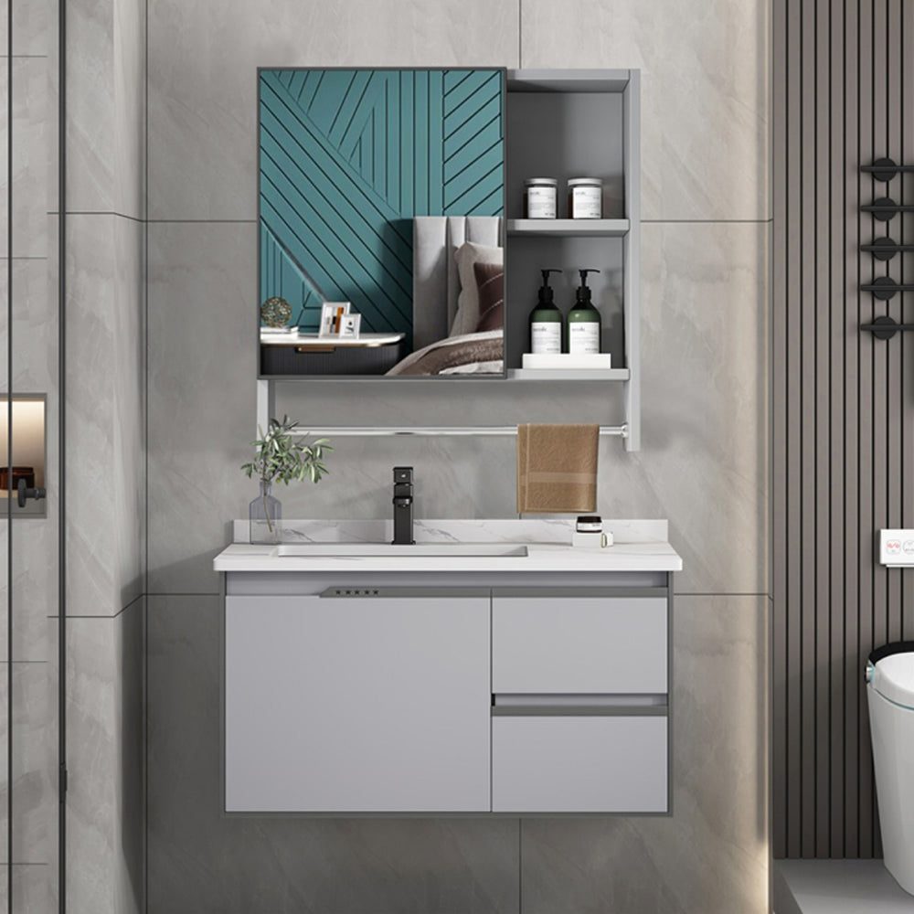 Modern Bathroom Sink Vanity Wall Mount Bathroom Vanity Set with Mirror Clearhalo 'Bathroom Remodel & Bathroom Fixtures' 'Bathroom Vanities' 'bathroom_vanities' 'Home Improvement' 'home_improvement' 'home_improvement_bathroom_vanities' 7263964