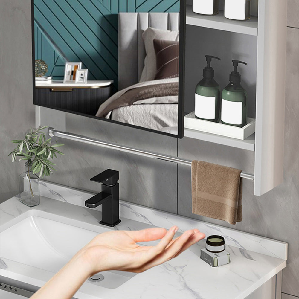 Modern Bathroom Sink Vanity Wall Mount Bathroom Vanity Set with Mirror Clearhalo 'Bathroom Remodel & Bathroom Fixtures' 'Bathroom Vanities' 'bathroom_vanities' 'Home Improvement' 'home_improvement' 'home_improvement_bathroom_vanities' 7263967