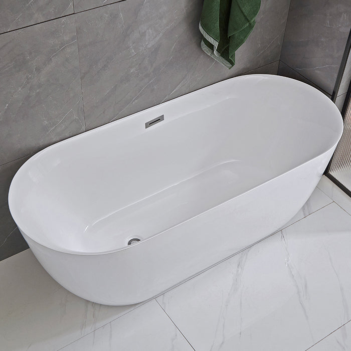 Antique Finish Stand Alone Bathtub Modern Oval Soaking Bath Tub White Tub Clearhalo 'Bathroom Remodel & Bathroom Fixtures' 'Bathtubs' 'Home Improvement' 'home_improvement' 'home_improvement_bathtubs' 'Showers & Bathtubs' 7266636