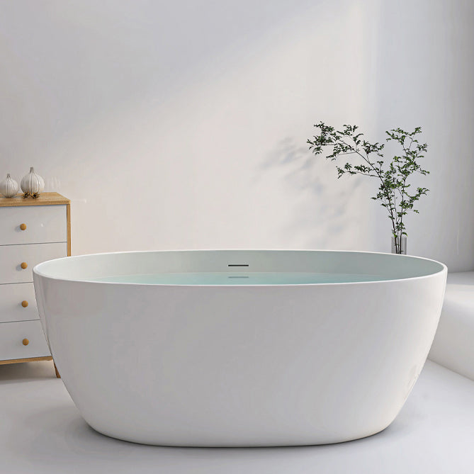 Antique Finish Stand Alone Bath Soaking Modern Oval Bath Tub White Tub Clearhalo 'Bathroom Remodel & Bathroom Fixtures' 'Bathtubs' 'Home Improvement' 'home_improvement' 'home_improvement_bathtubs' 'Showers & Bathtubs' 7266653