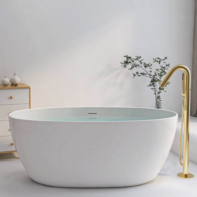 Antique Finish Stand Alone Bath Soaking Modern Oval Bath Tub Gold Tub with Freestanding Tub Fillers Clearhalo 'Bathroom Remodel & Bathroom Fixtures' 'Bathtubs' 'Home Improvement' 'home_improvement' 'home_improvement_bathtubs' 'Showers & Bathtubs' 7266658