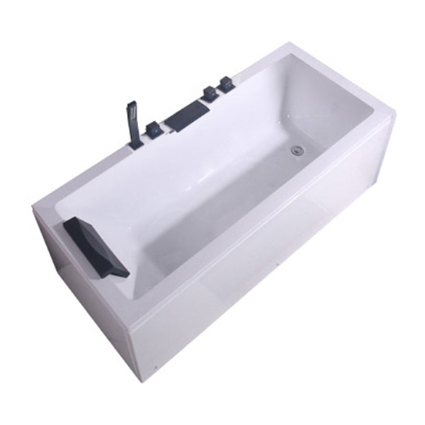 Freestanding Antique Finish Soaking Bath Rectangular Modern Bath Tub Right Tub with Black 5-Piece Set Clearhalo 'Bathroom Remodel & Bathroom Fixtures' 'Bathtubs' 'Home Improvement' 'home_improvement' 'home_improvement_bathtubs' 'Showers & Bathtubs' 7266681