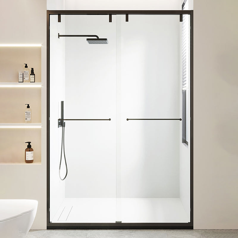 Transparent Double Sliding Shower Bath Door Scratch Resistant Shower Doors Black Clearhalo 'Bathroom Remodel & Bathroom Fixtures' 'Home Improvement' 'home_improvement' 'home_improvement_shower_tub_doors' 'Shower and Tub Doors' 'shower_tub_doors' 'Showers & Bathtubs' 7266705