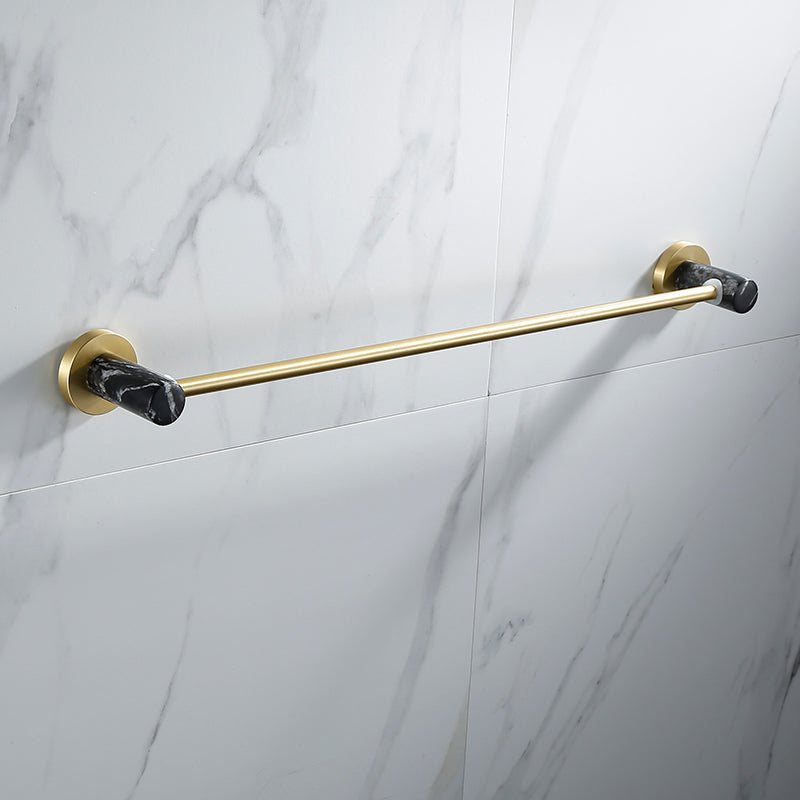 Contemporary Golden Bath Hardware Set Brass& Marble Bathroom Accessory Kit Single Bar Towel Bar Clearhalo 'Bathroom Hardware Sets' 'Bathroom Hardware' 'Bathroom Remodel & Bathroom Fixtures' 'bathroom_hardware_sets' 'Home Improvement' 'home_improvement' 'home_improvement_bathroom_hardware_sets' 7267489