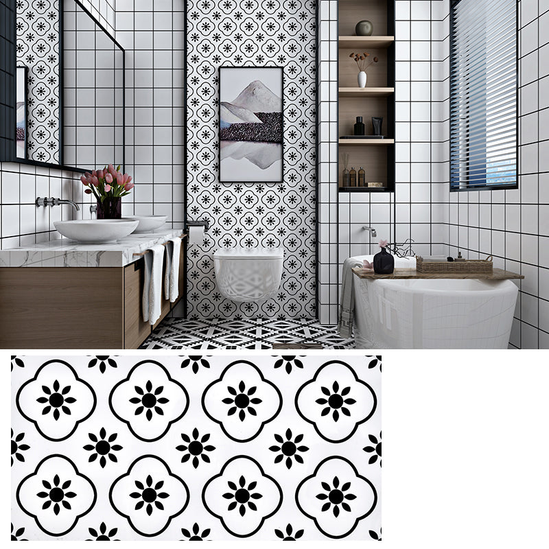 PVC Rectangular 12" X 23" 5-Pack Peel & Stick Mosaic Tile Kitchen and Bathroom Backsplash Black White Clearhalo 'Flooring 'Home Improvement' 'home_improvement' 'home_improvement_peel_stick_blacksplash' 'Peel & Stick Backsplash Tile' 'peel_stick_blacksplash' 'Walls & Ceilings' Walls and Ceiling' 7269226