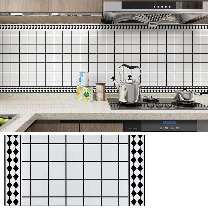 PVC Rectangular 12" X 23" 5-Pack Peel & Stick Mosaic Tile Kitchen and Bathroom Backsplash White-Black Clearhalo 'Flooring 'Home Improvement' 'home_improvement' 'home_improvement_peel_stick_blacksplash' 'Peel & Stick Backsplash Tile' 'peel_stick_blacksplash' 'Walls & Ceilings' Walls and Ceiling' 7269239