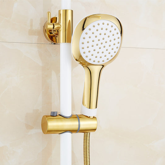 Contemporary Shower Head Square Golden Bathroom Handheld Shower Head Clearhalo 'Bathroom Remodel & Bathroom Fixtures' 'Home Improvement' 'home_improvement' 'home_improvement_shower_heads' 'Shower Heads' 'shower_heads' 'Showers & Bathtubs Plumbing' 'Showers & Bathtubs' 7269371