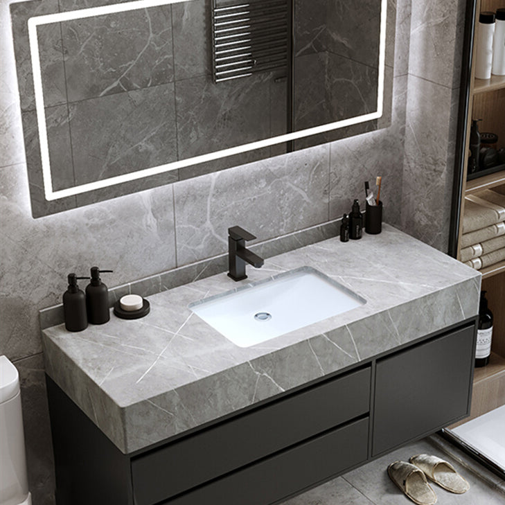 Modern Bathroom Sink Vanity Wall Mount Vanity Set with Mirror Clearhalo 'Bathroom Remodel & Bathroom Fixtures' 'Bathroom Vanities' 'bathroom_vanities' 'Home Improvement' 'home_improvement' 'home_improvement_bathroom_vanities' 7270483