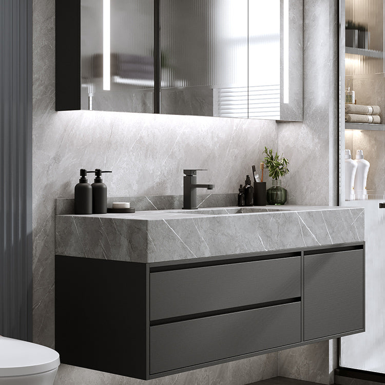 Modern Bathroom Sink Vanity Wall Mount Vanity Set with Mirror Clearhalo 'Bathroom Remodel & Bathroom Fixtures' 'Bathroom Vanities' 'bathroom_vanities' 'Home Improvement' 'home_improvement' 'home_improvement_bathroom_vanities' 7270488