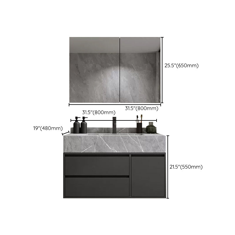 Modern Bathroom Sink Vanity Wall Mount Vanity Set with Mirror Clearhalo 'Bathroom Remodel & Bathroom Fixtures' 'Bathroom Vanities' 'bathroom_vanities' 'Home Improvement' 'home_improvement' 'home_improvement_bathroom_vanities' 7270501