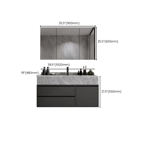 Modern Bathroom Sink Vanity Wall Mount Vanity Set with Mirror Clearhalo 'Bathroom Remodel & Bathroom Fixtures' 'Bathroom Vanities' 'bathroom_vanities' 'Home Improvement' 'home_improvement' 'home_improvement_bathroom_vanities' 7270503