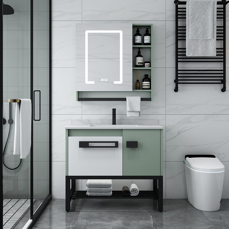 Modern Bathroom Sink Vanity Freestanding Vanity Set with Mirror Clearhalo 'Bathroom Remodel & Bathroom Fixtures' 'Bathroom Vanities' 'bathroom_vanities' 'Home Improvement' 'home_improvement' 'home_improvement_bathroom_vanities' 7270524