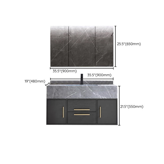 Wall Mount Bathroom Sink Vanity Modern Vanity Set with Mirror Clearhalo 'Bathroom Remodel & Bathroom Fixtures' 'Bathroom Vanities' 'bathroom_vanities' 'Home Improvement' 'home_improvement' 'home_improvement_bathroom_vanities' 7270575