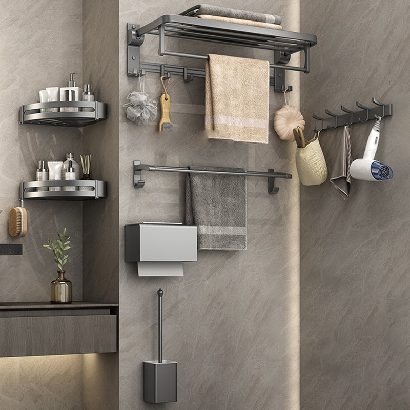 Modern Bathroom Hardware Set Grey Metal Bathroom Accessory Kit Anti-rust 7-Piece Set Clearhalo 'Bathroom Hardware Sets' 'Bathroom Hardware' 'Bathroom Remodel & Bathroom Fixtures' 'bathroom_hardware_sets' 'Home Improvement' 'home_improvement' 'home_improvement_bathroom_hardware_sets' 7273359