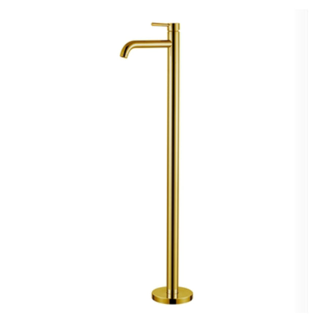 Modern Floor Mounted Freestanding Tub Filler Freestanding Copper High Arc Tub Filler Trim Gold Round Clearhalo 'Bathroom Remodel & Bathroom Fixtures' 'Bathtub Faucets' 'bathtub_faucets' 'Home Improvement' 'home_improvement' 'home_improvement_bathtub_faucets' 7274712