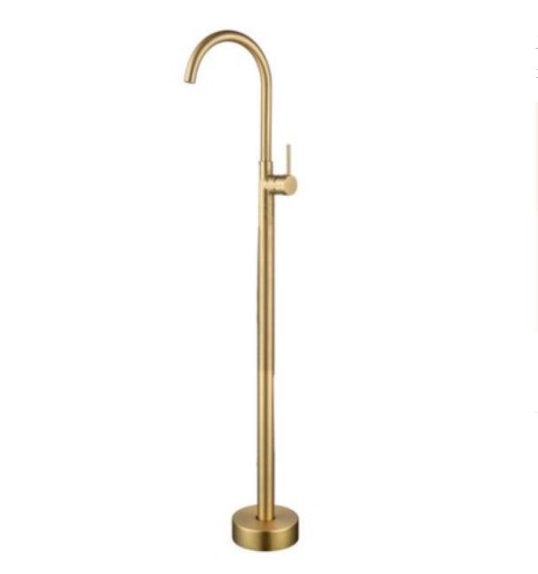 Modern Floor Mounted Freestanding Tub Filler Freestanding Copper High Arc Tub Filler Trim Dark Gold Gooseneck Clearhalo 'Bathroom Remodel & Bathroom Fixtures' 'Bathtub Faucets' 'bathtub_faucets' 'Home Improvement' 'home_improvement' 'home_improvement_bathtub_faucets' 7274714