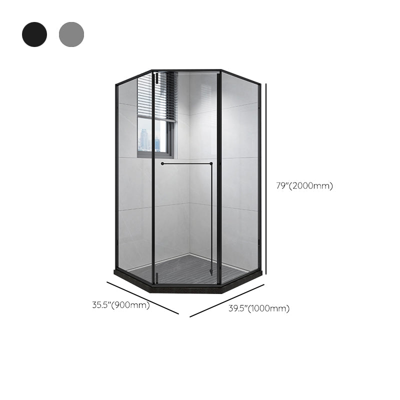 Framed Pivot Shower Enclosure Clear Matt Black Shower Enclosure Clearhalo 'Bathroom Remodel & Bathroom Fixtures' 'Home Improvement' 'home_improvement' 'home_improvement_shower_stalls_enclosures' 'Shower Stalls & Enclosures' 'shower_stalls_enclosures' 'Showers & Bathtubs' 7276350