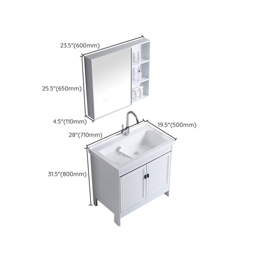 Rectangular White Vanity Freestanding Mirror Metal Frame Vanity with Soft Close Doors Clearhalo 'Bathroom Remodel & Bathroom Fixtures' 'Bathroom Vanities' 'bathroom_vanities' 'Home Improvement' 'home_improvement' 'home_improvement_bathroom_vanities' 7276609