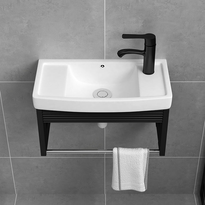 Black Bath Vanity Rectangular Single Sink Wall Mounted Metal Frame Bathroom Vanity Clearhalo 'Bathroom Remodel & Bathroom Fixtures' 'Bathroom Vanities' 'bathroom_vanities' 'Home Improvement' 'home_improvement' 'home_improvement_bathroom_vanities' 7276662