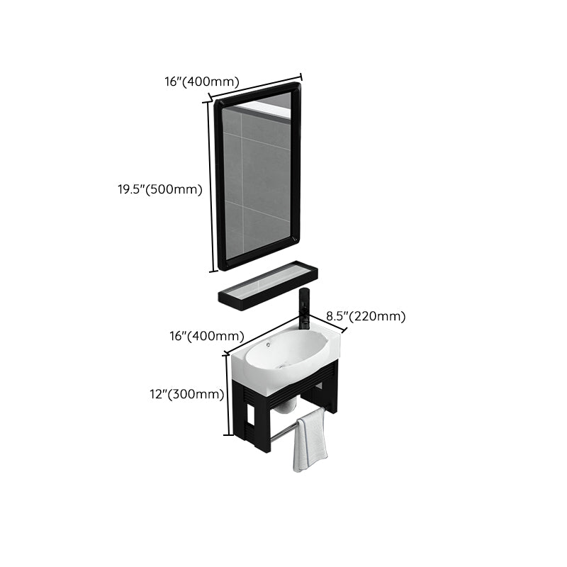 Black Bath Vanity Rectangular Single Sink Wall Mounted Metal Frame Bathroom Vanity Clearhalo 'Bathroom Remodel & Bathroom Fixtures' 'Bathroom Vanities' 'bathroom_vanities' 'Home Improvement' 'home_improvement' 'home_improvement_bathroom_vanities' 7276706