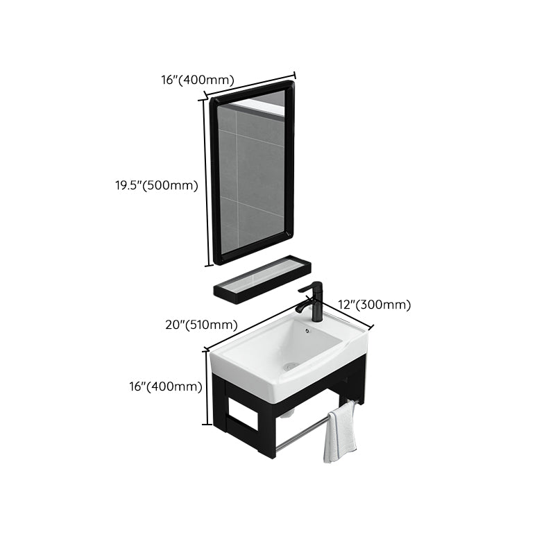 Black Bath Vanity Rectangular Single Sink Wall Mounted Metal Frame Bathroom Vanity Clearhalo 'Bathroom Remodel & Bathroom Fixtures' 'Bathroom Vanities' 'bathroom_vanities' 'Home Improvement' 'home_improvement' 'home_improvement_bathroom_vanities' 7276707