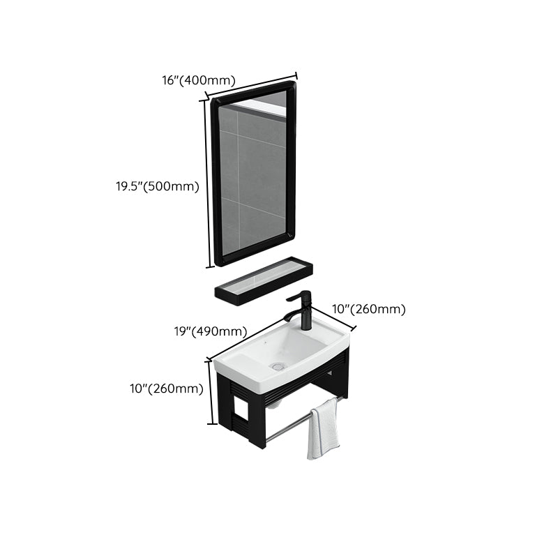 Black Bath Vanity Rectangular Single Sink Wall Mounted Metal Frame Bathroom Vanity Clearhalo 'Bathroom Remodel & Bathroom Fixtures' 'Bathroom Vanities' 'bathroom_vanities' 'Home Improvement' 'home_improvement' 'home_improvement_bathroom_vanities' 7276708