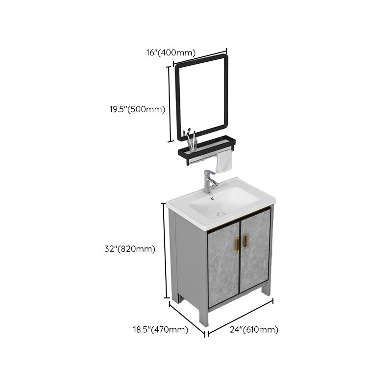 Bathroom Vanity Set Drawer Ceramic Sink Faucet Free Standing Vanity Set with Mirror Clearhalo 'Bathroom Remodel & Bathroom Fixtures' 'Bathroom Vanities' 'bathroom_vanities' 'Home Improvement' 'home_improvement' 'home_improvement_bathroom_vanities' 7277507